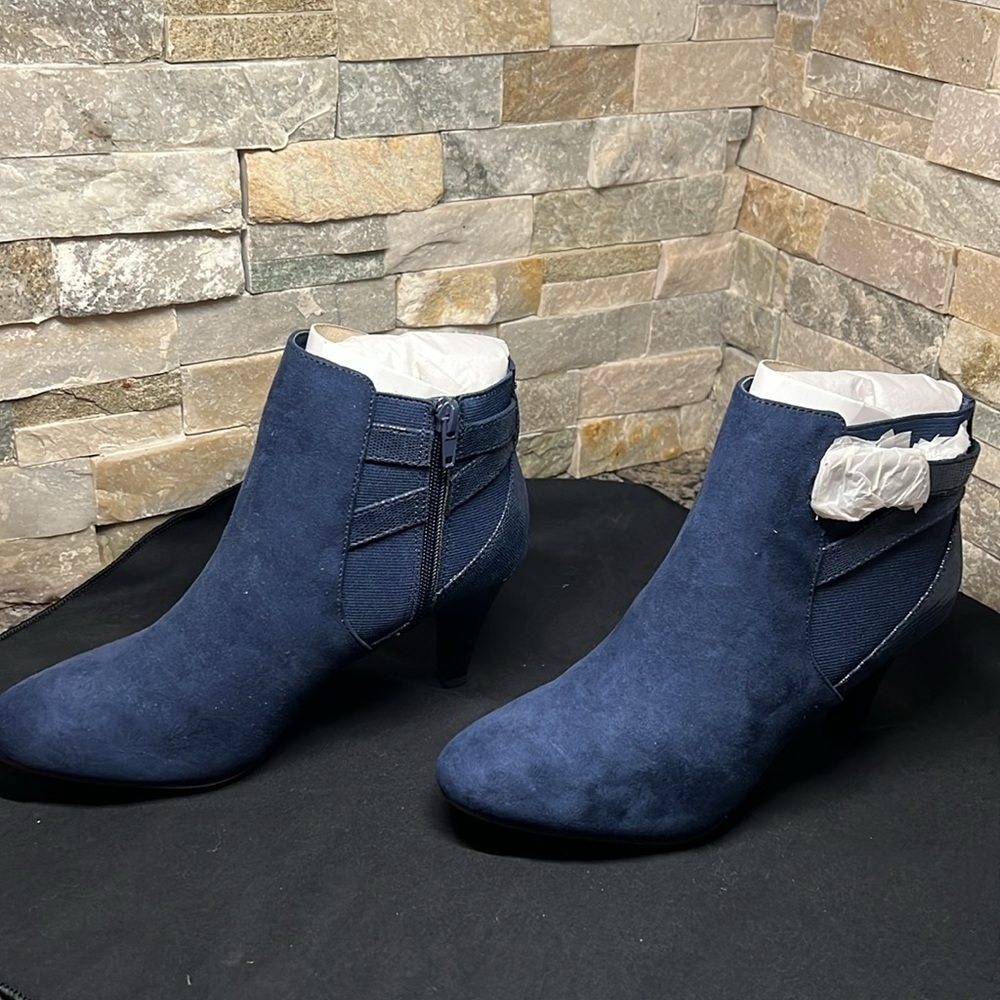 KS blue man made fabric heel boot - Picture 3 of 12